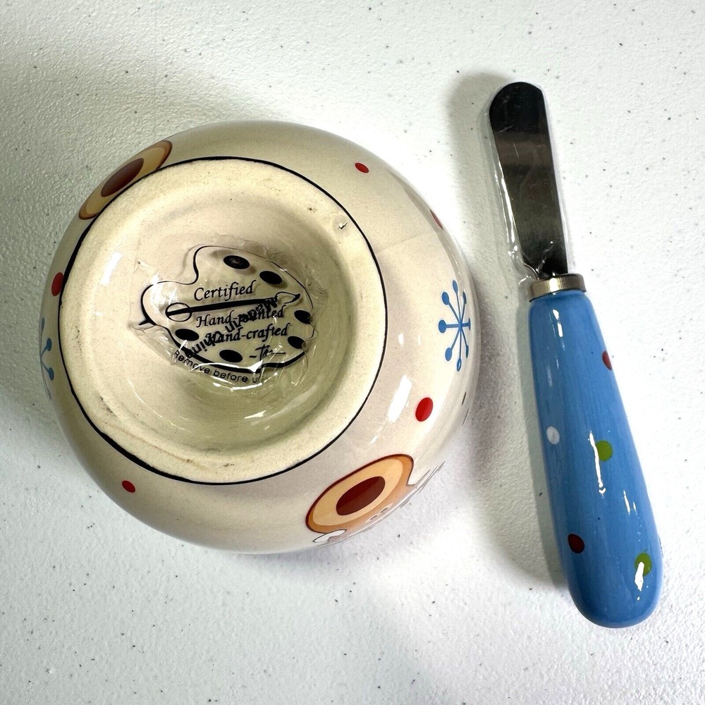 Temptations By Tara, Christmas Reindeer Appetizer Bowl with Knife Spreader Set - Picture 8 of 14